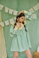 The Conscious Closet Pesto Mint Detachable Dress Handloom Cotton