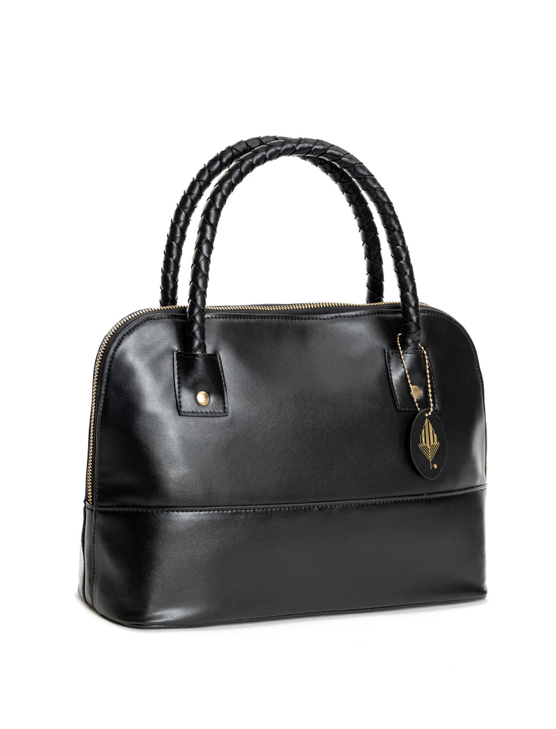 Green Hermitage Theia Vegan Leather Shoulder Bag (Black)