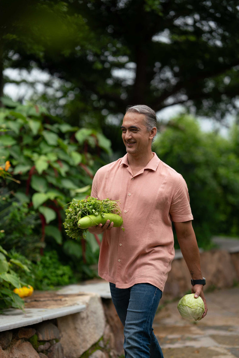 Islands of Loom 90% Organic linen + 10% Ecovero™ Blend Men's Dusty Pink Rose Dust Shirt
