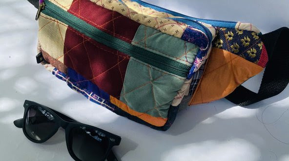 Fanny Pack for travel- Patchwork, Quilted, Denim