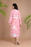 Ethically made Shibori Dyed and side tie up Dress with coordinted Vegan silk pants