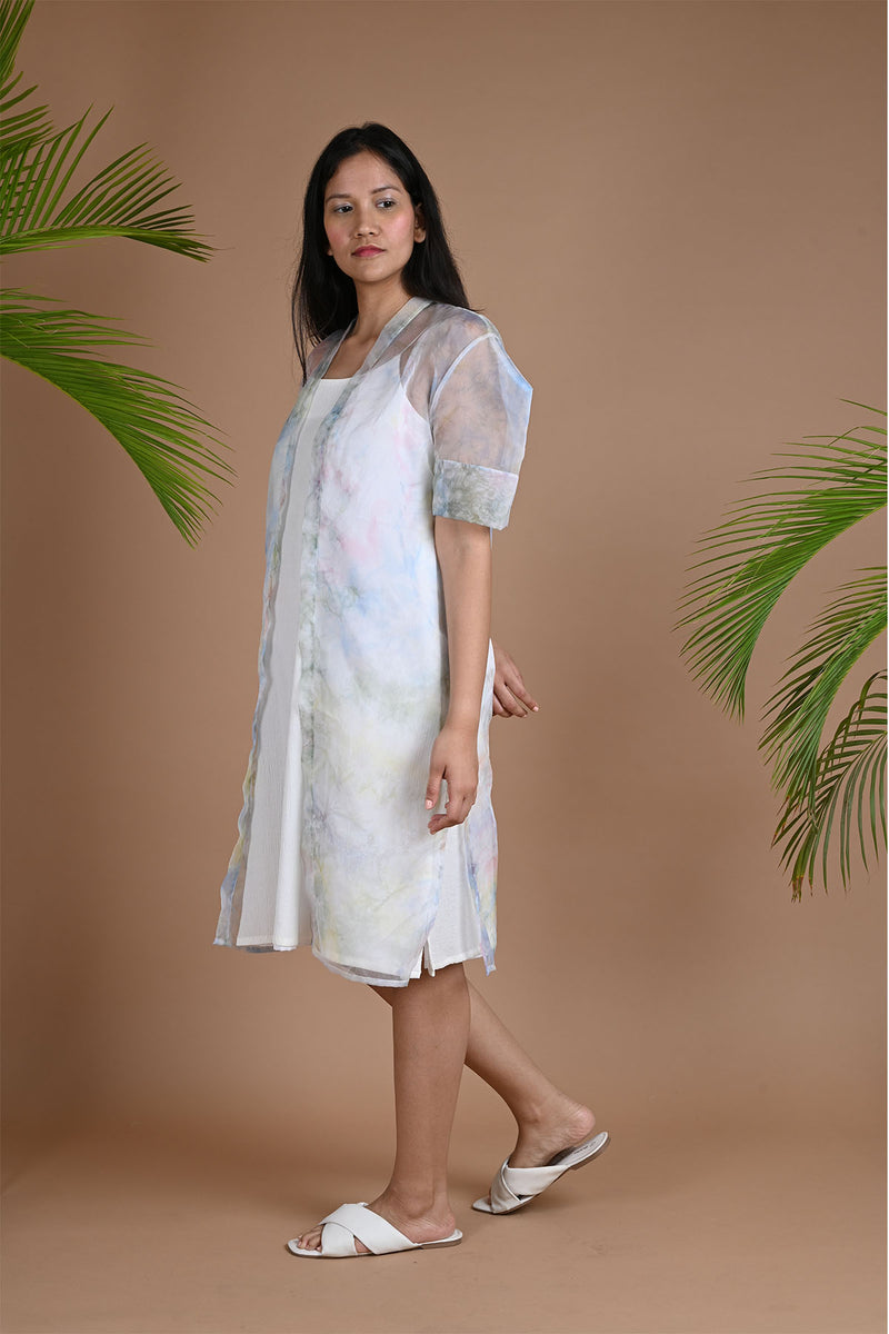 Ethically made vegan organza silk jacket with crushed silk inner