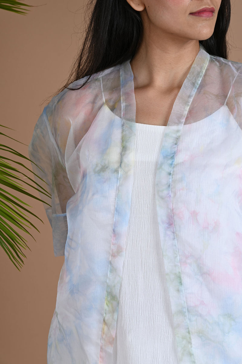 Ethically made vegan organza silk jacket with crushed silk inner