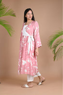 Ethically made Shibori Dyed and side tie up Dress with coordinted Vegan silk pants