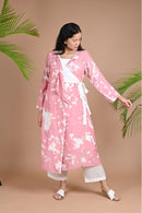 Ethically made Shibori Dyed and side tie up Dress with coordinted Vegan silk pants