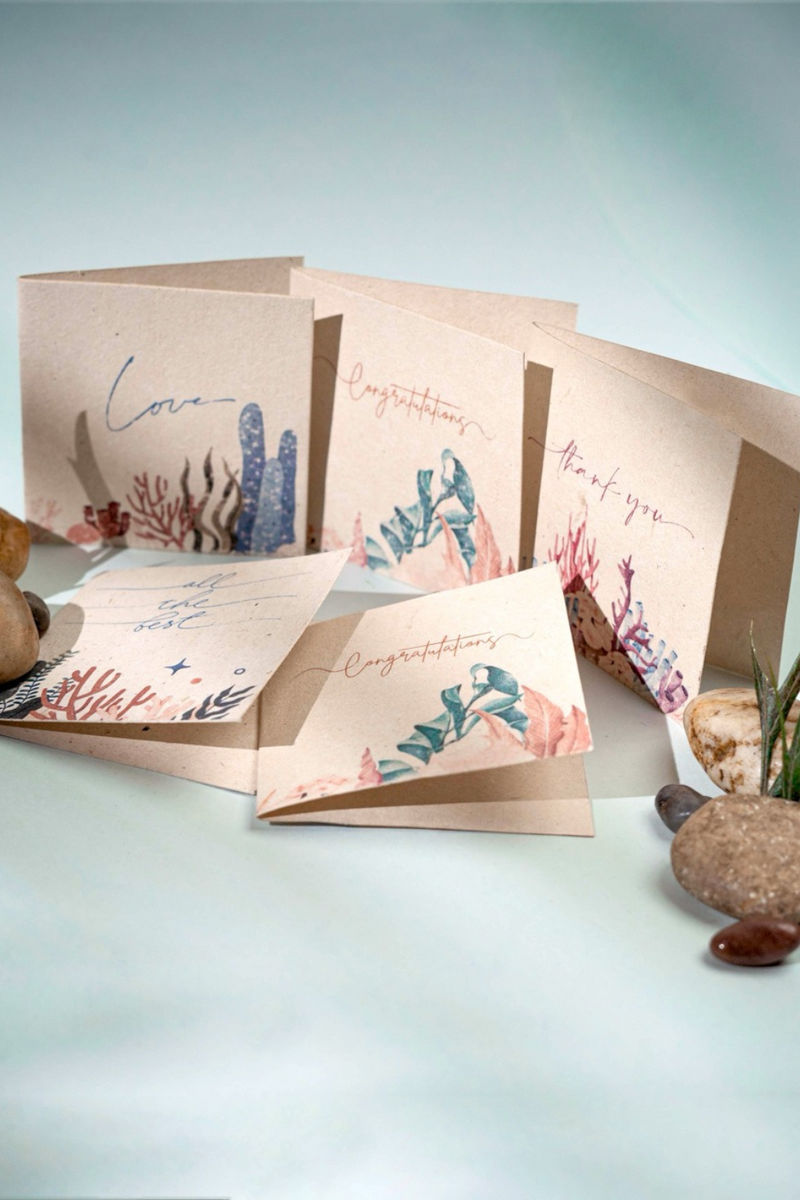 Samudra Hemp Paper Gift Cards | Set of 5 Cards and Envelopes