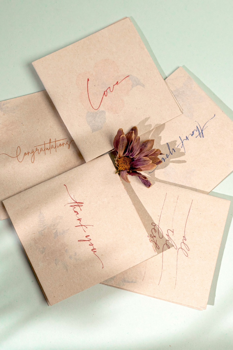 Pushp Hemp Paper Gift Cards | Set of 5 Cards and Envelopes