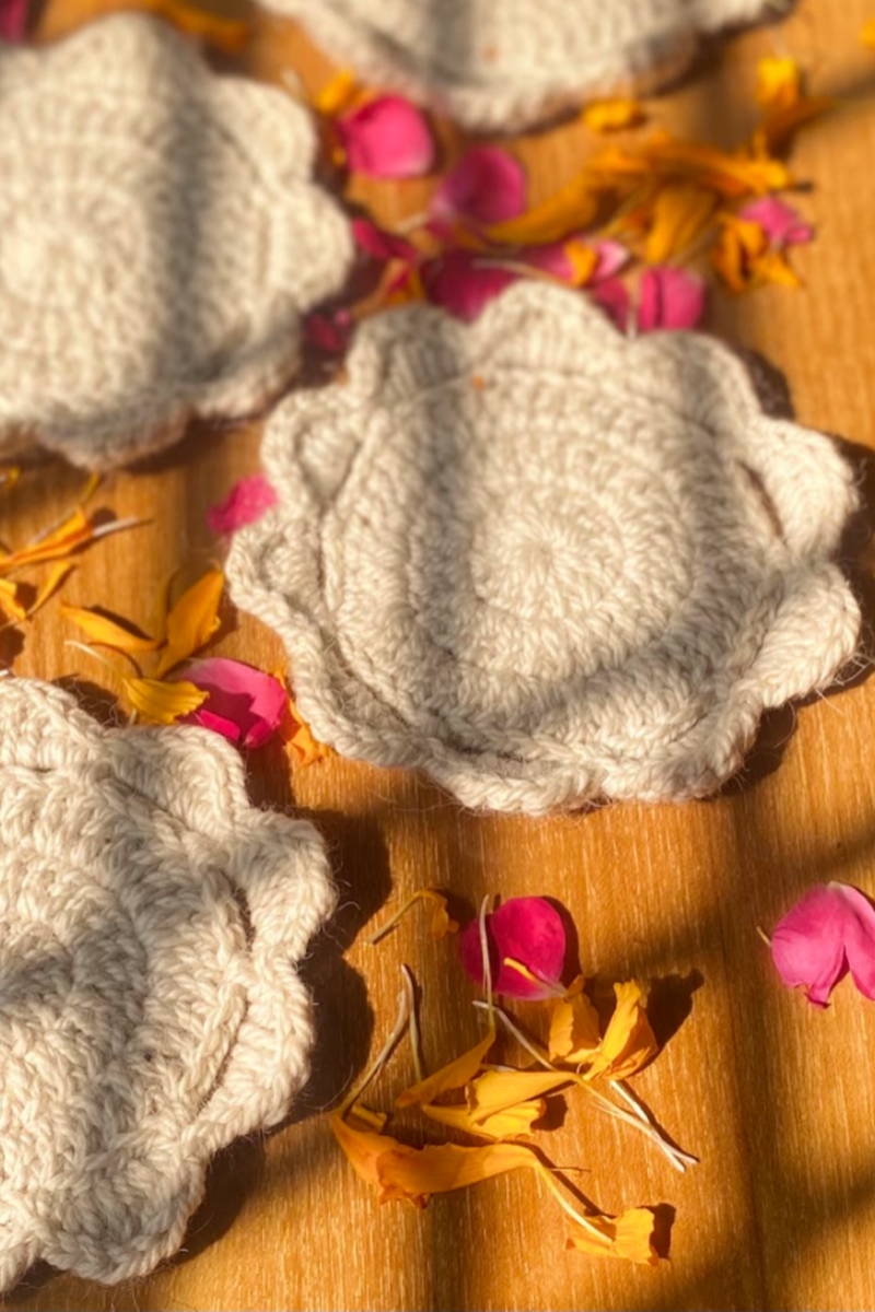 Crocheted Coasters | Set of 4| Hand Made | Pure Himalayan Wool