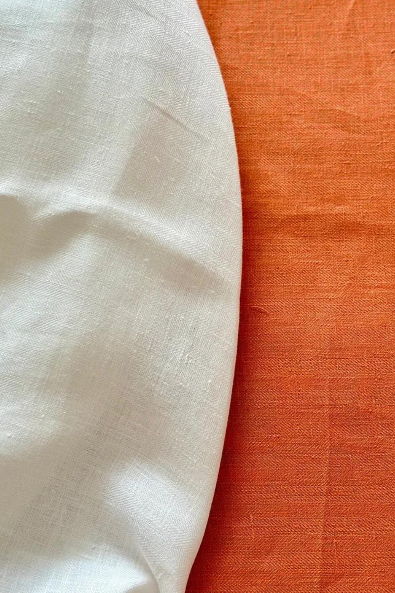 Rust Orange Hemp Bedsheet Set | Herringbone Weave - Sawera