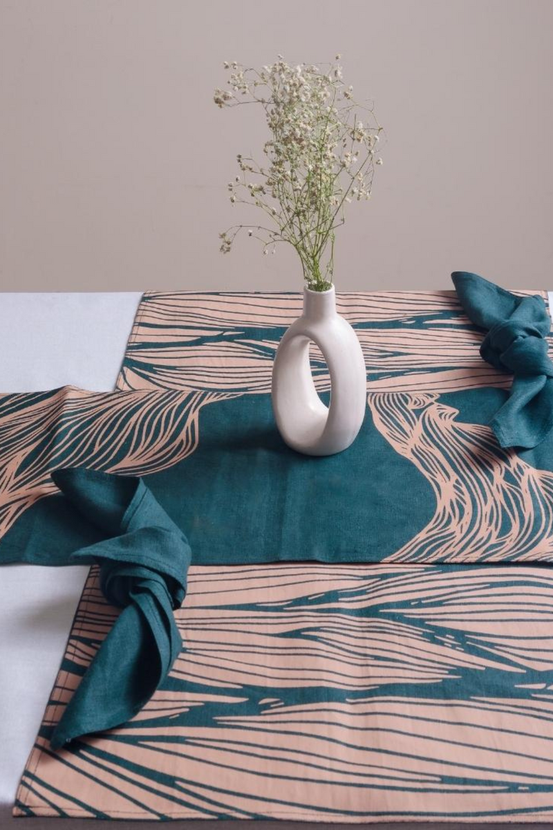 Printed Table runner | hemp linen | 72x13