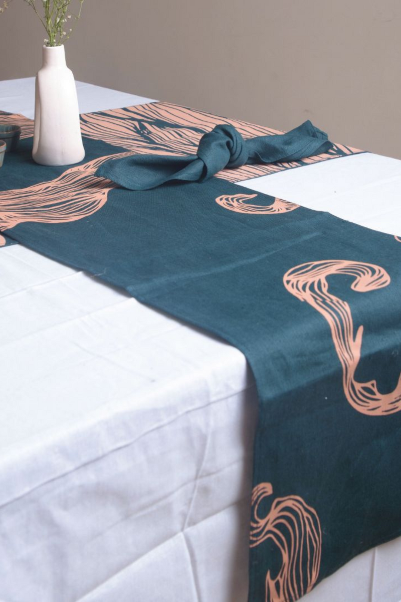 Printed Table runner | hemp linen | 72x13