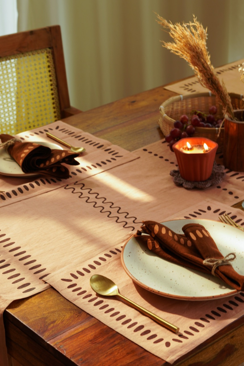 Nantara Table Runner | Block Printed | Pure Hemp