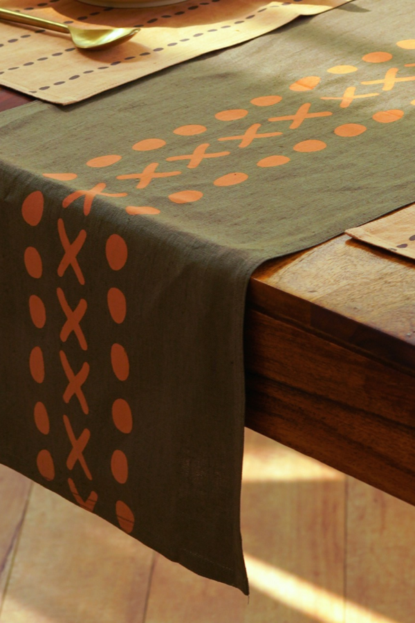 Block Printed Table Runner - Kaincha | Pure Hemp