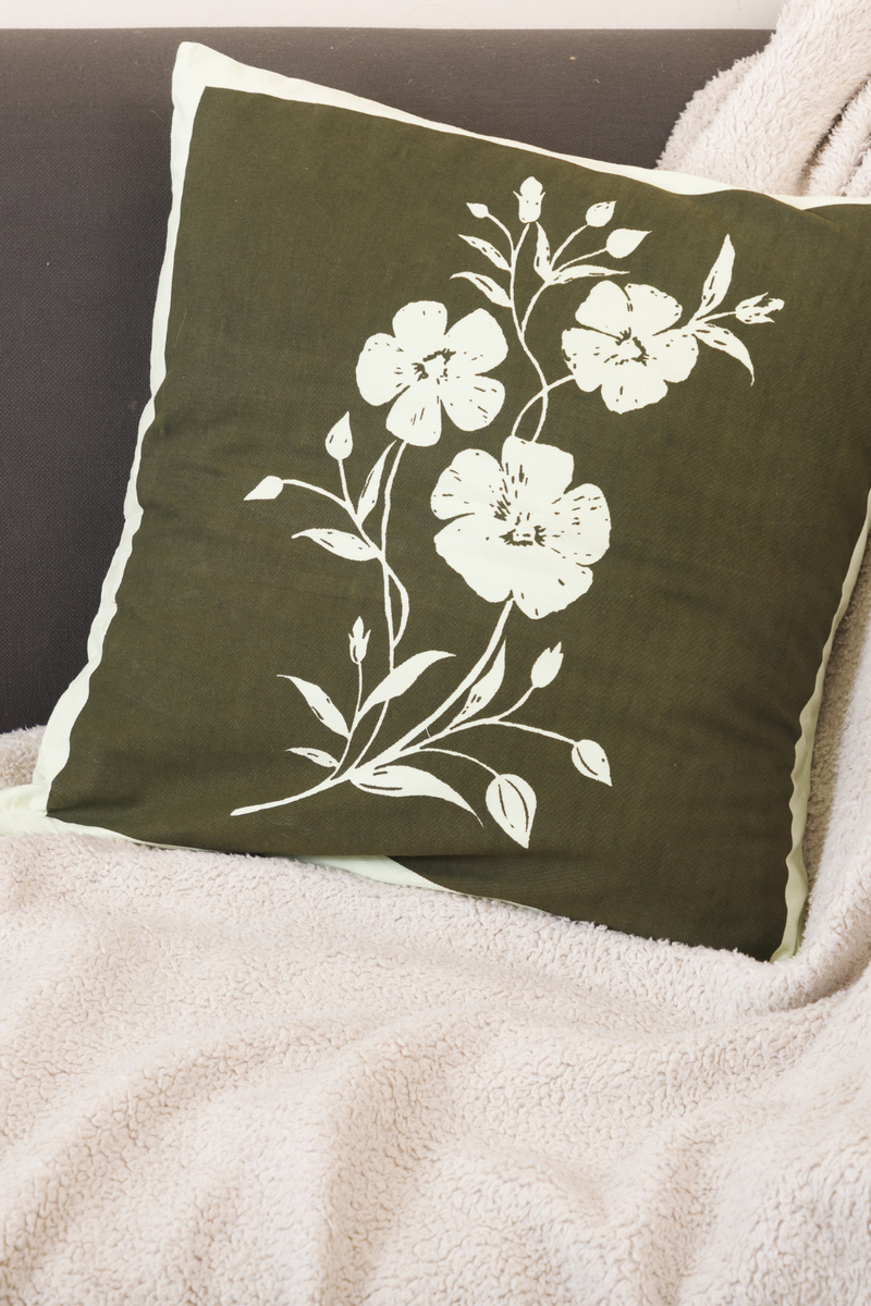 Floral print cushion cover | Recycled cotton | 20x20 | Available with cushion