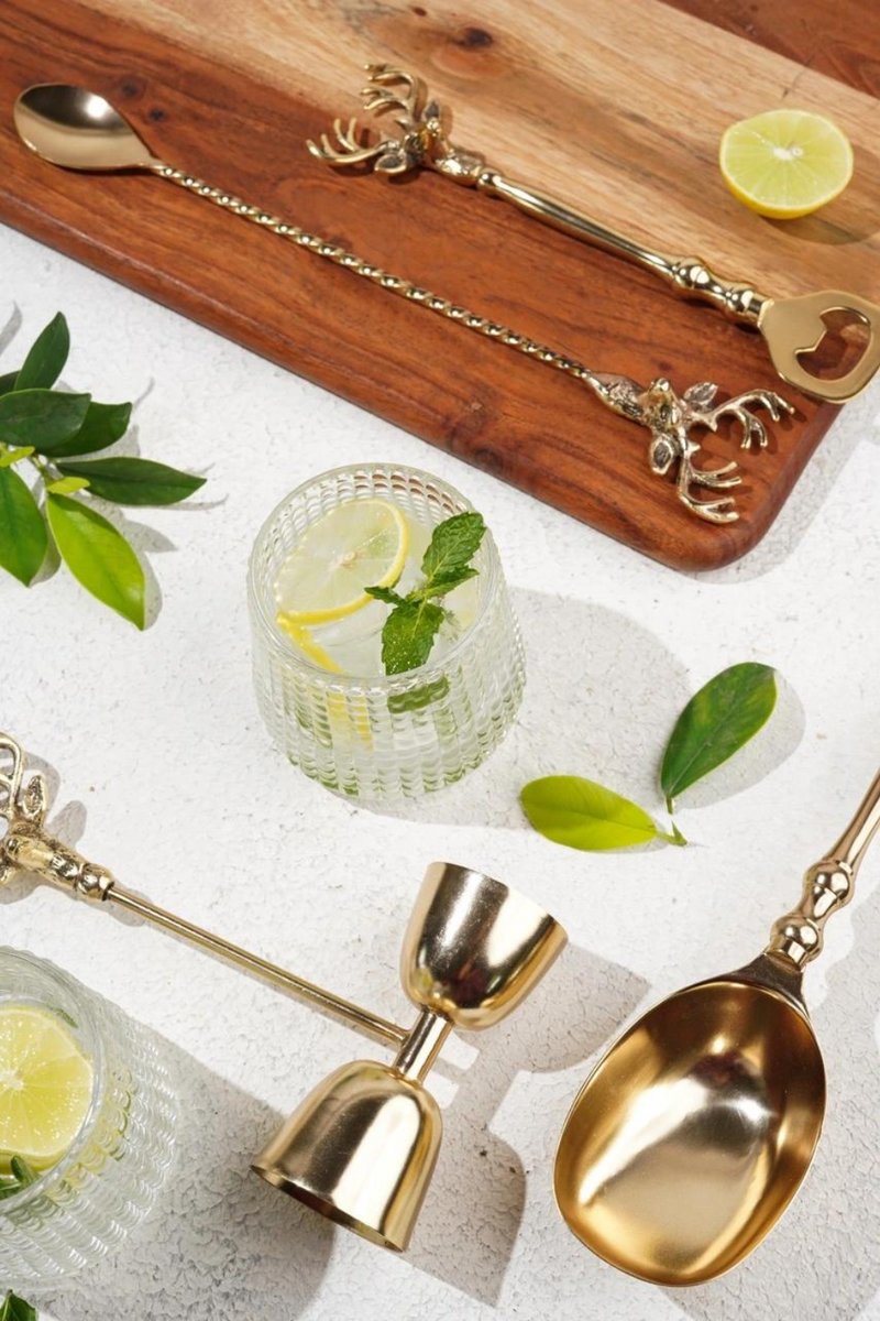 Saarang Bar Set | Lead-free Brass | Set of 4 | Gifting