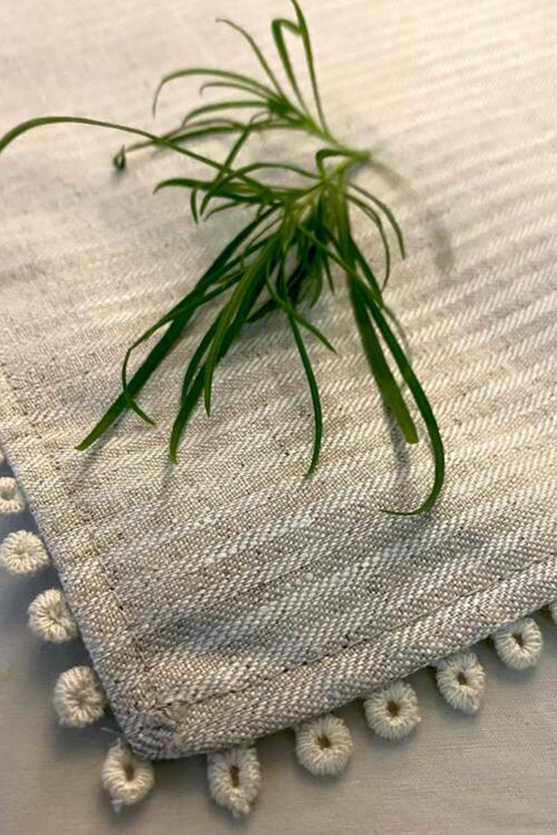 100% Hemp Table Mats with lace detailing | Set of 4/6