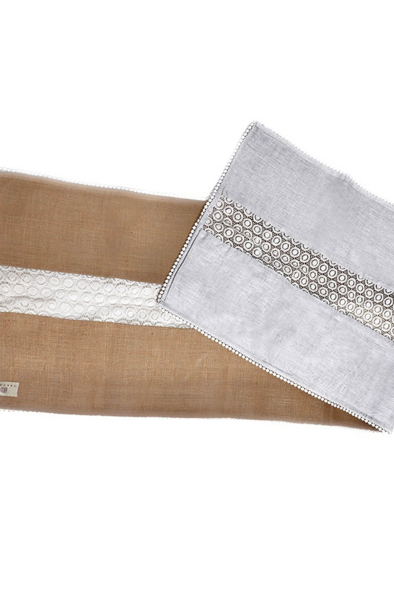 Hemp and Jute Reversible Table Runner with Lace detailing