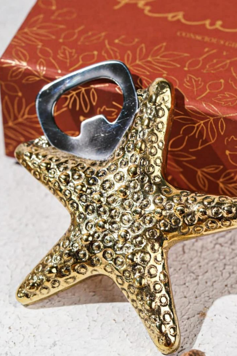 Meen (Starfish) Brass Bottle Opener | Made in Solid Brass | Bar Accessories