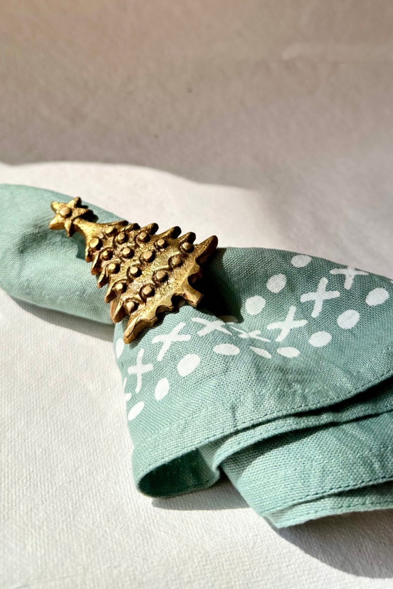 Sanobar Napkin Rings | Christmas Theme | Brass Table Decor | Handcrafted in Small Batches