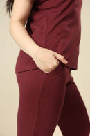 Carbontree Tencel Women Sangria Ribbed Lounge Pants