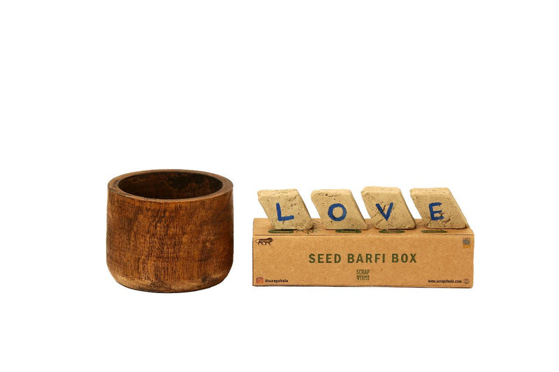 Scrapshala Plantable Seed Rakhi Premium Box | Pair of 2 rakhi | Roli-Chawal | Wooden Planter | Soil | Handmade in Banaras