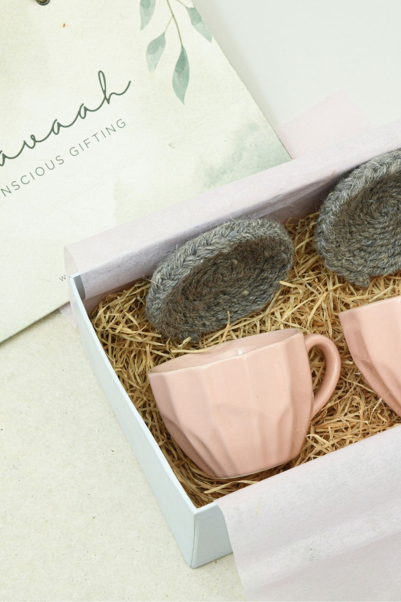 Tea for Two | Cups, coasters and brass spoons | Eco-friendly Gift Hamper