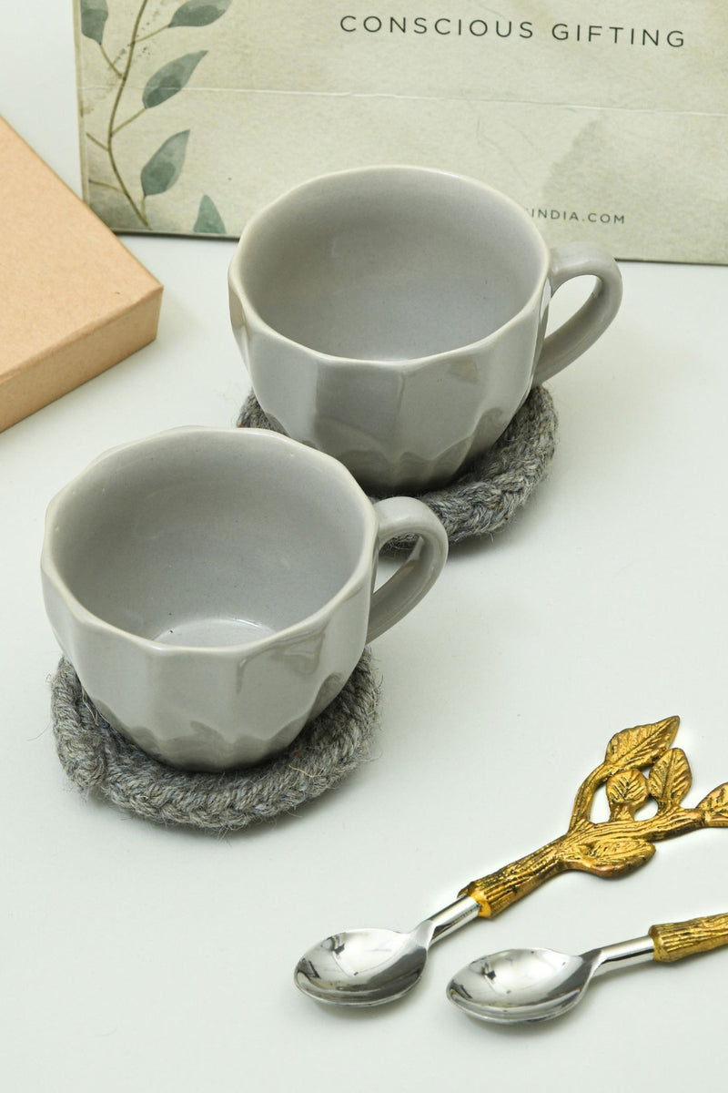 Tea for Two | Cups, coasters and brass spoons | Eco-friendly Gift Hamper