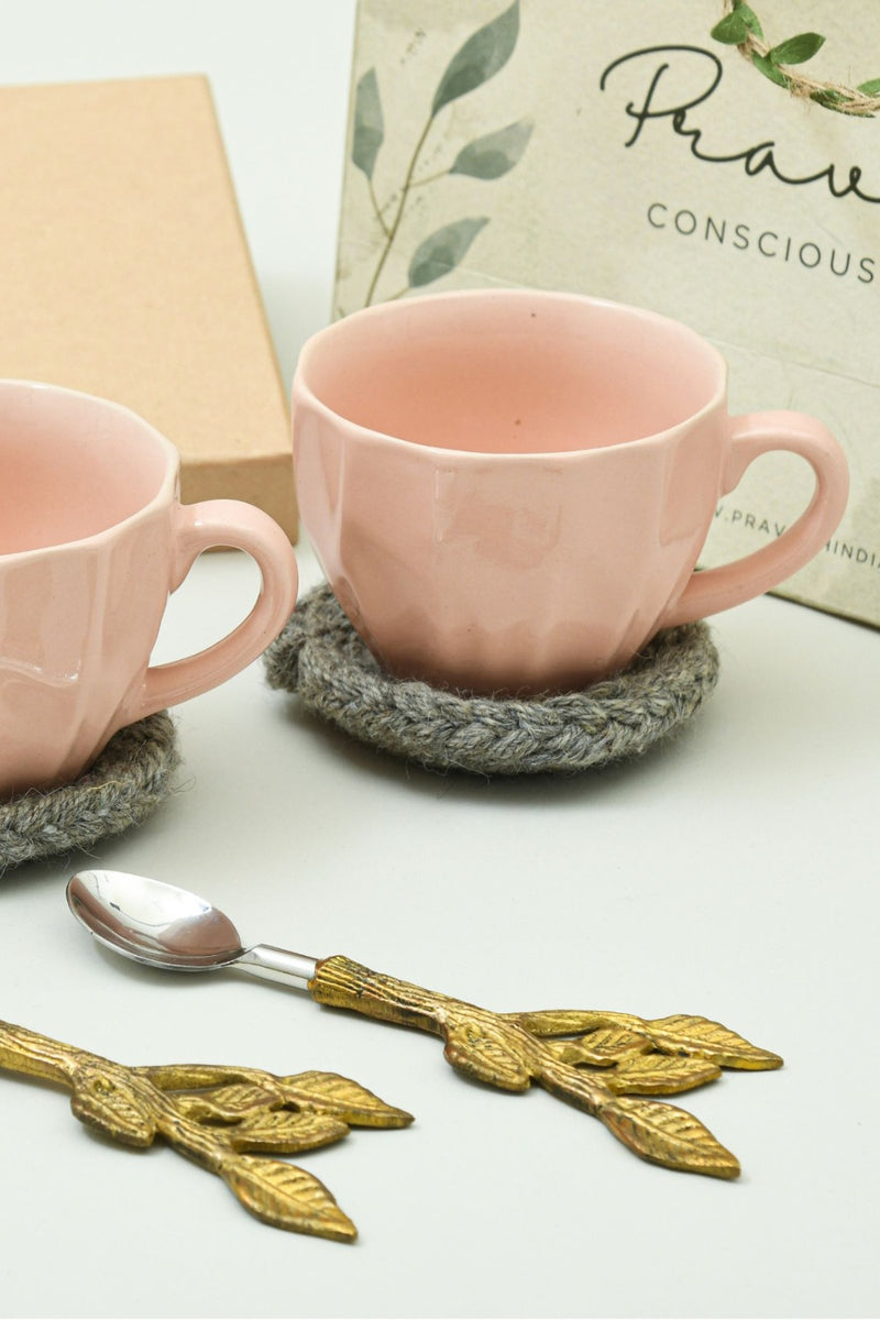 Tea for Two | Cups, coasters and brass spoons | Eco-friendly Gift Hamper