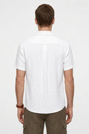 Venhoma Linen Men's White Embroidered  Cuban Shirt