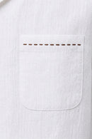 Venhoma Linen Men's White Embroidered  Cuban Shirt