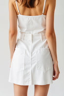 Studio Amala Cloud Kiss White Linen Mini Skirt