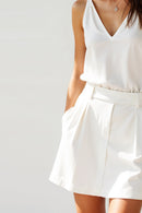 Studio Amala Cloud Kiss White Linen Mini Skirt