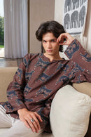 Vasudhaa Vastrram Yog - men's organic cow block printed lycoell and linen full sleeve kurta