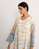 Rias Jaipur  Earth Shell Tie Up Dress in Handloom Cotton and Bamboo Blend