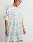 Rias Jaipur  Blue Ocean Long Dress in Handloom Cotton and Bamboo Blend