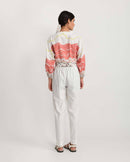 Rias Jaipur  Salmon Flow Crop Top in Handloom Cotton and Bamboo Blend