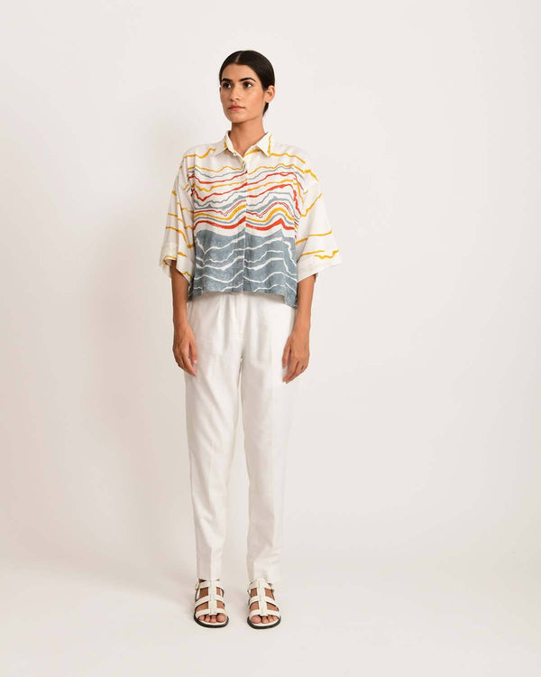 Rias Jaipur  Crested Crop Top in Handloom Cotton and Bamboo Blend