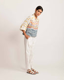 Rias Jaipur  Crested Crop Top in Handloom Cotton and Bamboo Blend