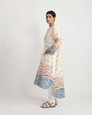 Rias Jaipur  Earth Fossil side open Kurta in Handloom Cotton and Bamboo Blend