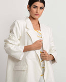 Rias Jaipur  Oversized Sand Jacket in Handloom Cotton and Bamboo Blend