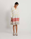 Rias Jaipur  Salmon Wave Short Dress in Handloom Cotton and Bamboo Blend