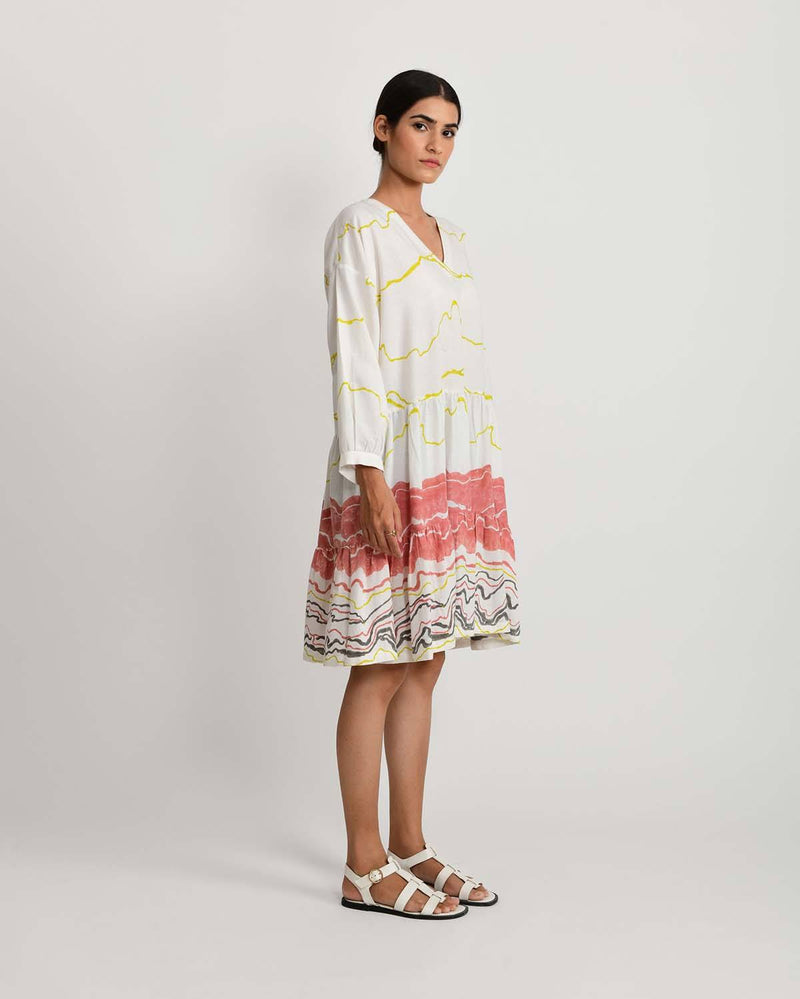 Rias Jaipur  Salmon Wave Short Dress in Handloom Cotton and Bamboo Blend