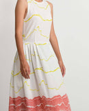 Rias Jaipur  Salmon Pleated Dress in Handloom Cotton and Bamboo Blend