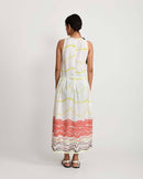 Rias Jaipur  Salmon Pleated Dress in Handloom Cotton and Bamboo Blend