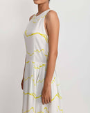 Rias Jaipur  Salmon Pleated Dress in Handloom Cotton and Bamboo Blend