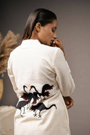 Taraasi Women's Ivory Organic Cotton Hand Embroidered Kurta