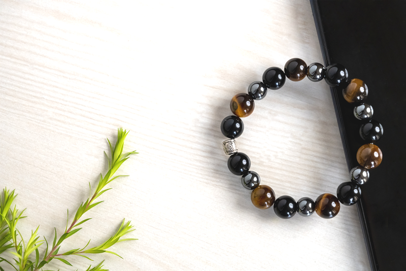 Bamboology Black Obsidian, Tiger Eye and Hematite Bracelet For Cleansing, Clarity, Strong Mind, Grounding and Better Health