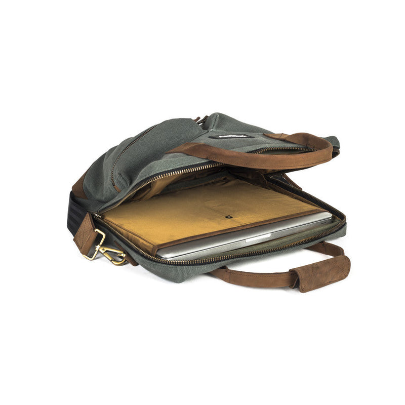 Jaggery Outback and Beyond Pilot's Everyday Bag in Olive Green & Nubuck [13" Laptop Bag]