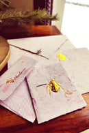 Unalome Ladybug Handmade Pink Textile Paper Wishcards - Set of 5