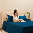 Organic Waffle Blanket Set - Ribbon Blue